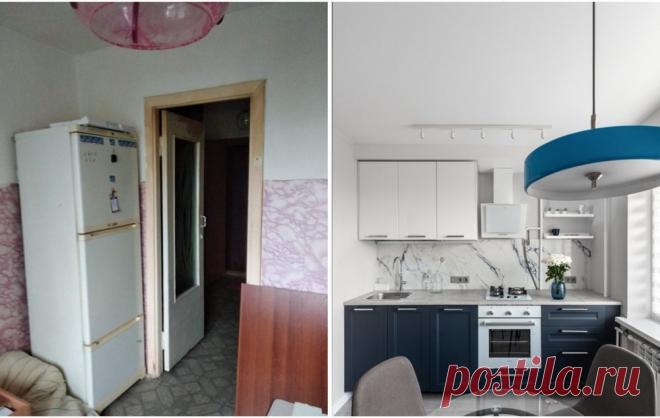 До и после: кухня в хрущевке — секреты идеального рабочего треугольника | INMYROOM | Дзен