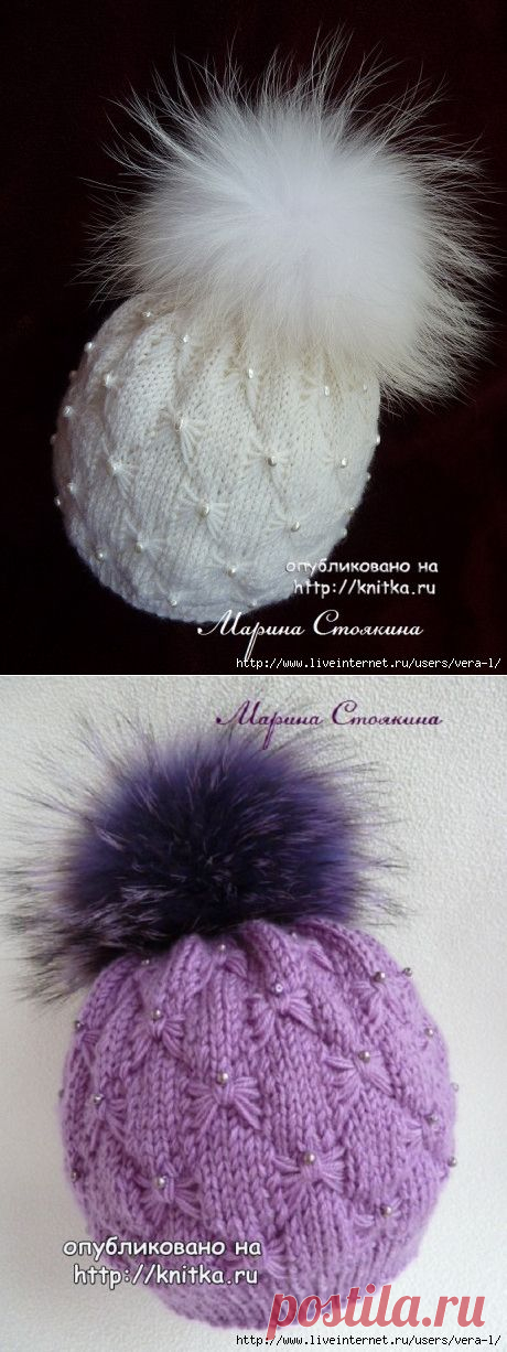 Эффектная зимняя шапочка. Работа Марины Стоякиной