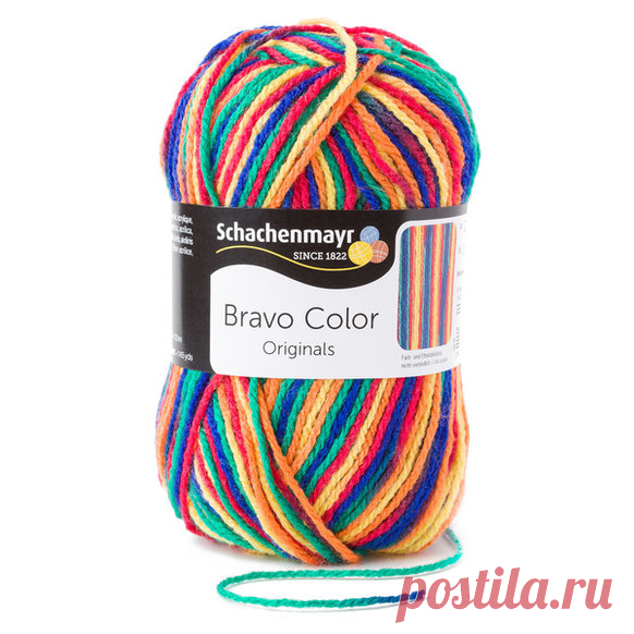 Пряжа "Schachenmayr Originals. Bravo Color", 133 м, 50 г, цвет: 00090, желтый, синий, красный
