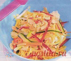 Ореховый салат с лапшой. Он готовится очень просто, да и продукты практически есть у каждого.