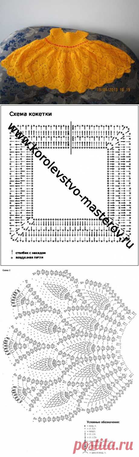 Оранжевое платье для девочки, связанное крючком - вязание крючком на kru4ok.ru
