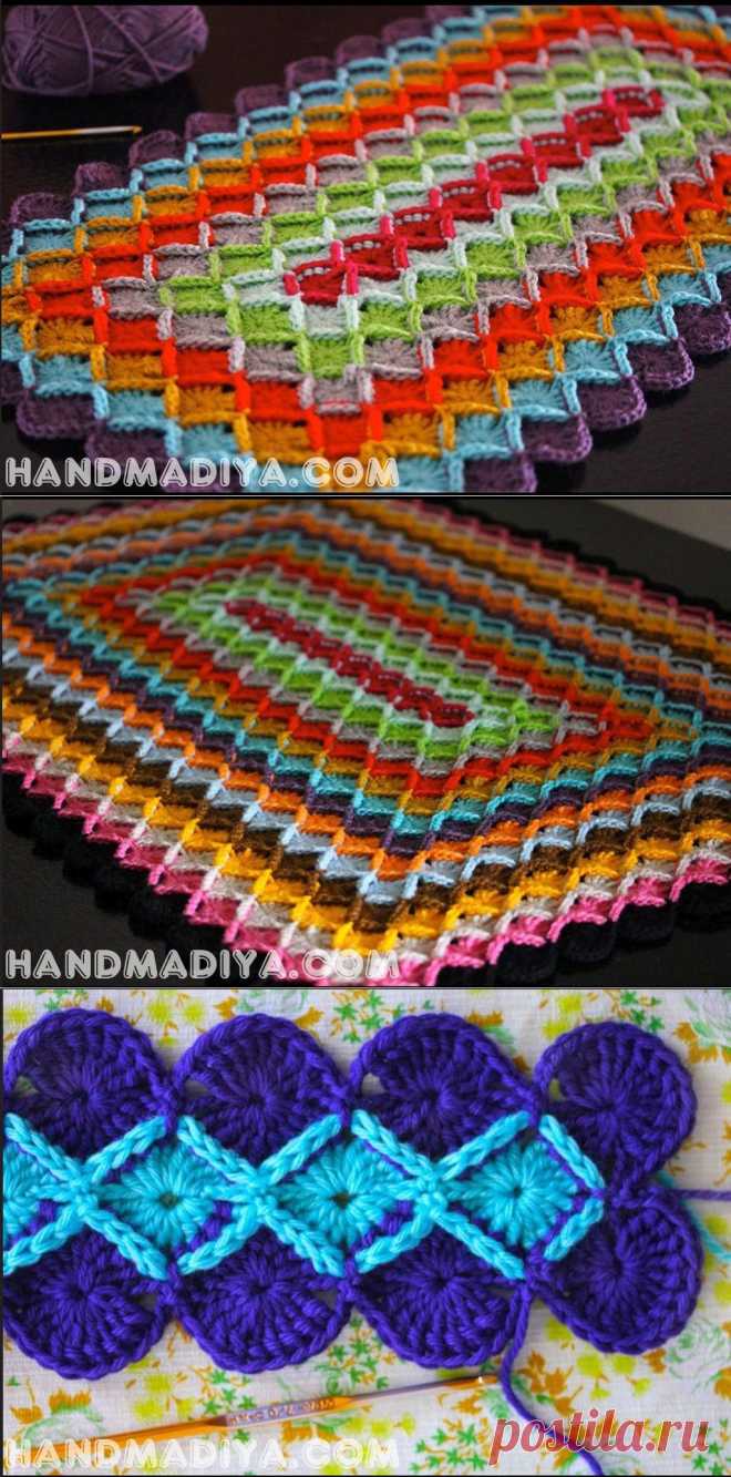 Прямоугольный плед баварской вязкой ~ Plaid Bavarian knitting