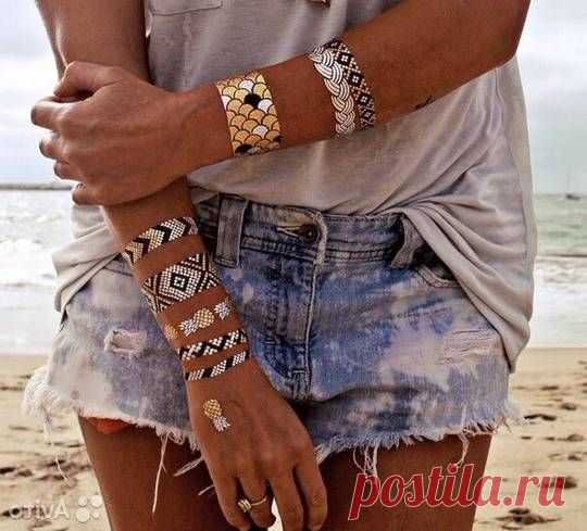 Как клеить временные золотые флеш тату