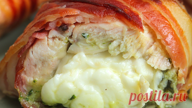 Bacon Wrapped Cheesy Pesto Chicken - Twisted