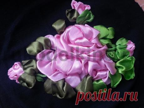 Вышиваем цветы шелковыми лентами. Техника вышивки.