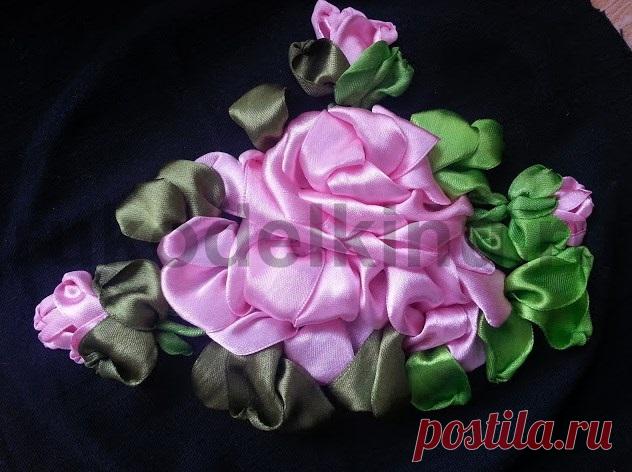 Вышиваем цветы шелковыми лентами. Техника вышивки.