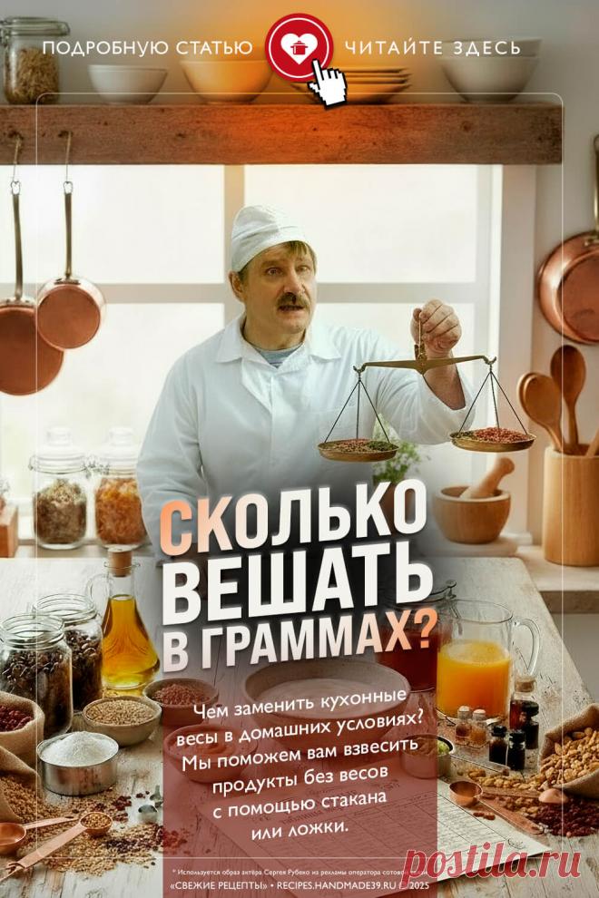 Кулинарные таблицы мер и весов. Чем заменить кухонные весы в домашних условиях? Мы поможем вам взвесить продукты без весов с помощью стакана или ложки. Сколько граммов сыпучих, мягких и жидких продуктов помещается в стакан, столовую и чайную ложку. Как перевести миллилитры в граммы и наоборот при готовке.

Понравился пин? Пожалуйста, ставьте лайки 👍, подписывайтесь ✍️, оставляйте любой комментарий, делитесь публикацией – это очень важно для нас, спасибо!