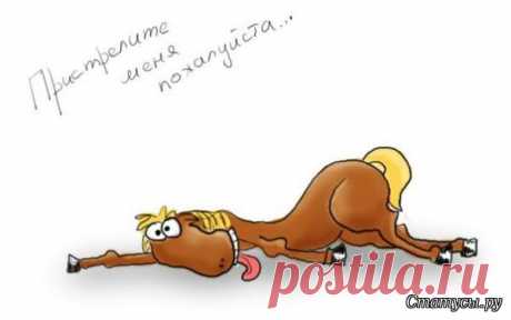 Статусы.ру Я люблю свою работу!!! Я приду сюда в субботу, и, конечно, в воскресенье.
Здесь я встречу день рождения, новый год, 8 Марта!
Ночевать здесь буду завтра! Если я не заболею,
Не сорвусь, не озверею – здесь я встречу все рассветы,
Все закаты и приветы.
От работы дохнут кони, ну а я – бессмертный пони!!!
Но однажды на работе если вы меня найдёте –
Без движения лежу и от радости не ржу...
Знайте: я трудом добита и откинула копыта.
