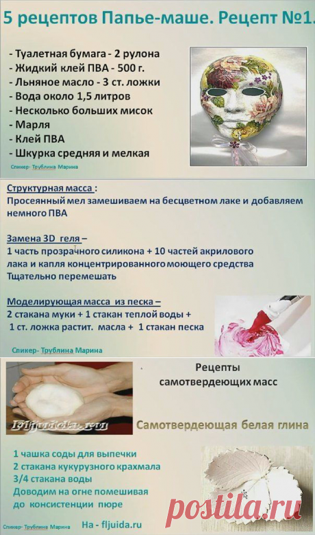 Полезные рецепты для декорирования и лепки от М.Трублиной.