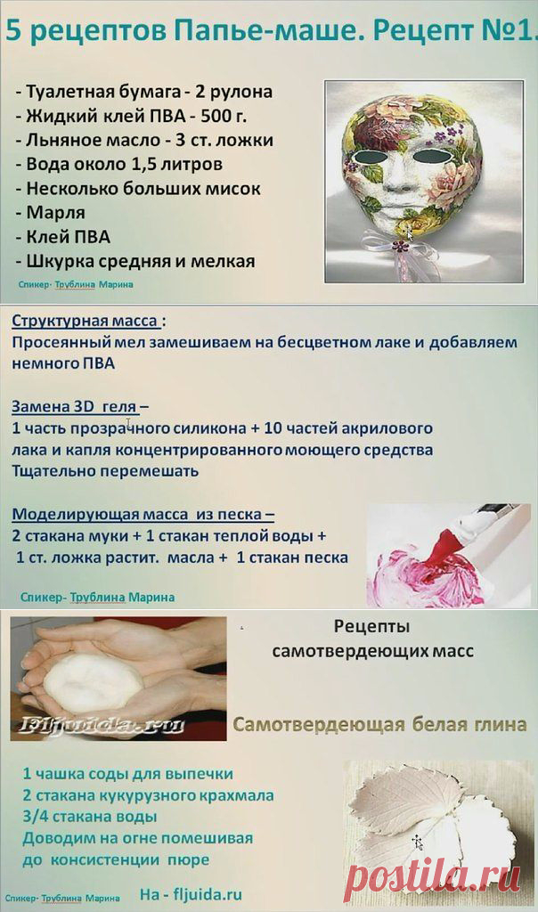 Полезные рецепты для декорирования и лепки от М.Трублиной.