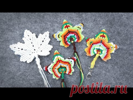 DIY Colorful Maple Leaf Macramé Tutorial 🍁 - YouTube