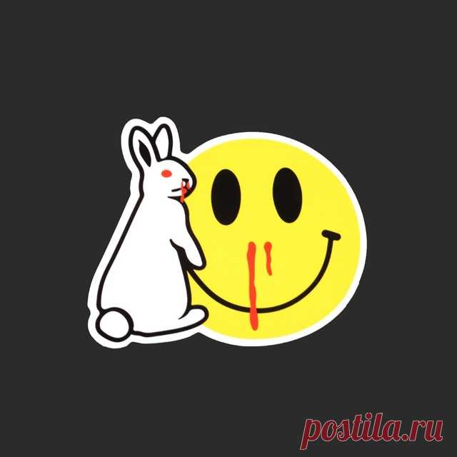 Забавный мультфильм животных одного кролика Улыбающееся Лицо Наклейки Скейтборд ноутбука холодильник крутые модные наклейки холодильник DIY Наклейка B 74 купить в магазине Lisa Dreamy World Store на AliExpress