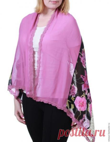 Купить Авторский палантин &quot;Лиловые цветы&quot; - фиолетовый, цветочный, лиловый, лиловые цветы