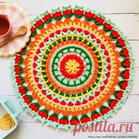 ЯРКАЯ РАЗНОЦВЕТНАЯ МАНДАЛА — САЛФЕТКА (Вязание крючком) — Журнал Вдохновение Рукодельницы