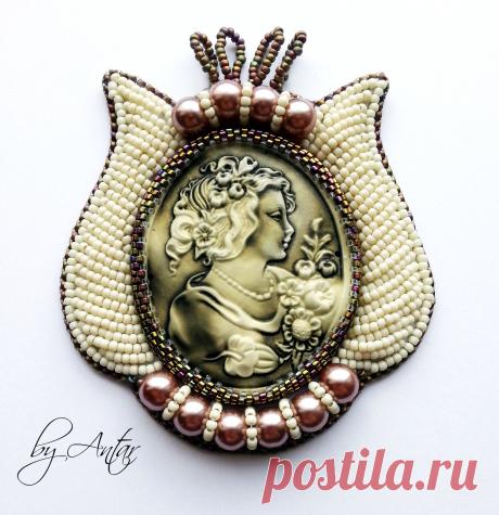 Кулон с камеей. &quot;Нежность&quot; | biser.info - всё о бисере и бисерном творчестве