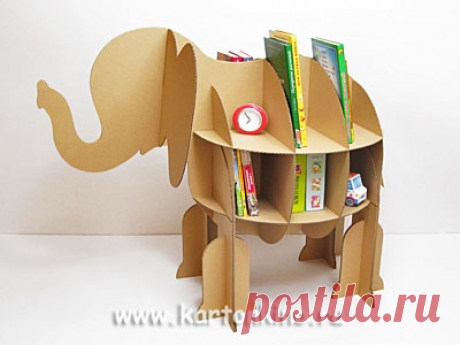 Детский стеллаж из картона &quot;Слоник&quot; — DIYIdeas