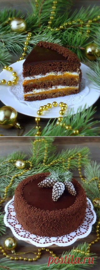 Шоколадный торт с курагой.