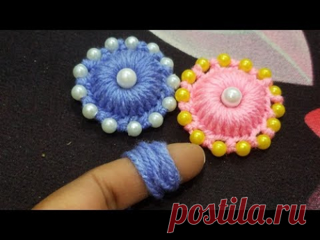 Hand Embroidery:#Sewing Hack/Amazing Finger trick Making unique flower with easy tips part 23