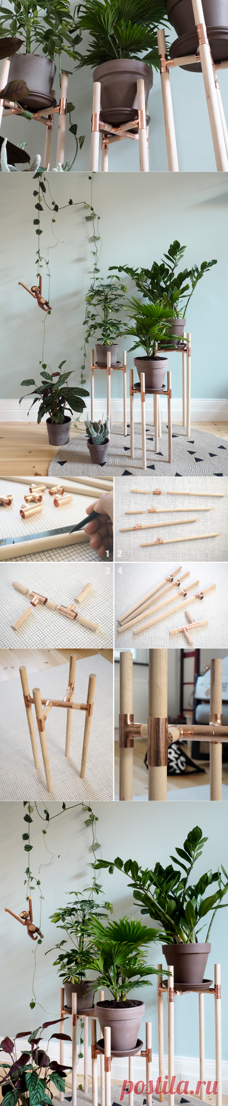 Dschungel für Zuhause – DIY Pflanzenständer aus Kupfer und Holz | craftifair