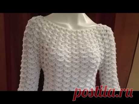 Uncinetto: maglia top down crochet punto onde 3d