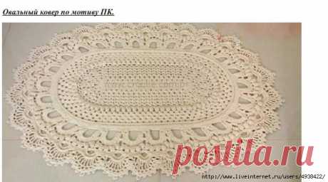 Коврик овальный крючком. Подробнейший МК в фото + описание на русском языке.