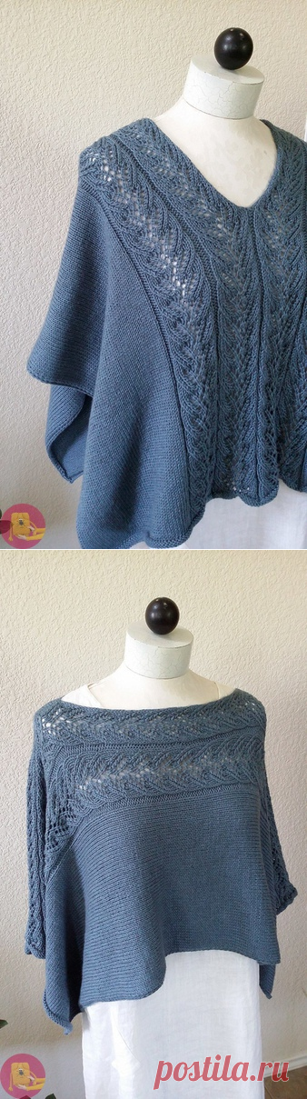 Интересная накидка спицами, которую можно носить в двух вариантах — Сделай сам, идеи для творчества - DIY Ideas