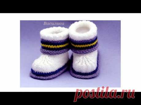 59 Пинетки спицами  полоски Василиса - YouTube