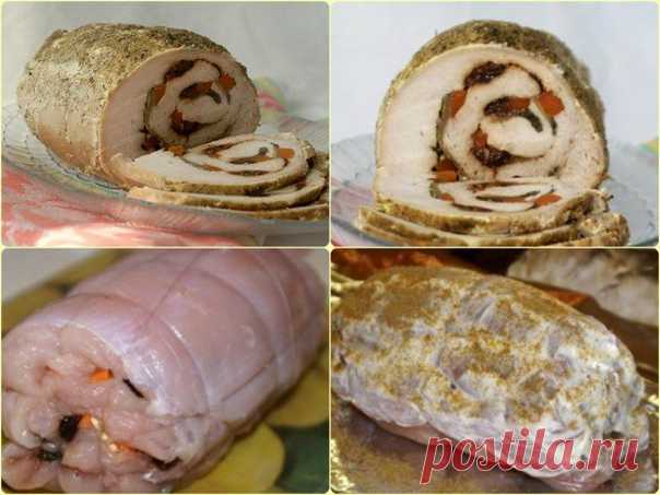 Рулет из индейки с начинкой
Замечательная альтернатива колбасе на завтрак. В горячем виде можно на обед или ужин с гарниром и салатиком.

Состав: филе индейки 700 гр, морковь 1 шт, чернослив 5 шт, шампиньоны 2 шт, сметана 1 ст. ложка, соль, перец,
кориандр молотый 1/3 ч. ложки.
Показать полностью…