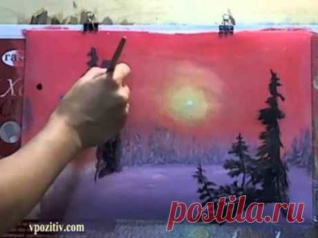 ▶ Интуитивная живопись. Зимний пейзаж - YouTube