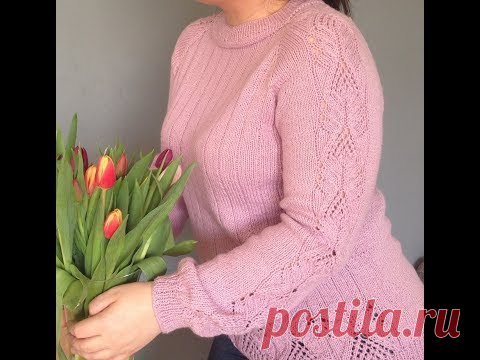 Вяжем спицами красивый ажурный свитер