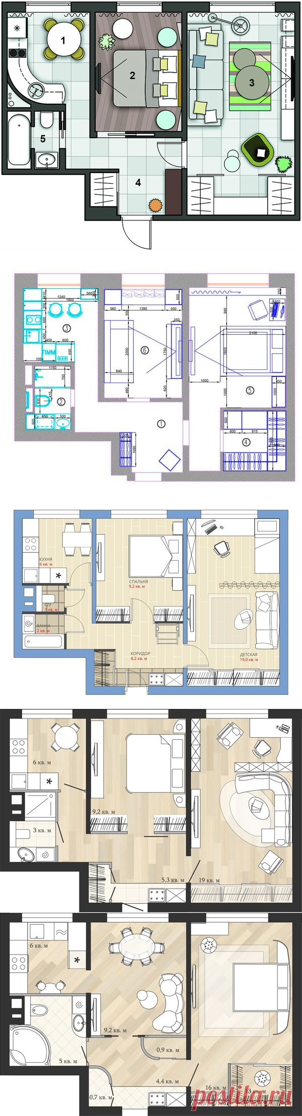 Двушка 44 м² в «убитой» панельной хрущёвке: 7 идей перепланировки (бесплатно) | Филдс | Яндекс Дзен