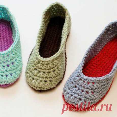 Тапочки крючком patternPetals к Picots
