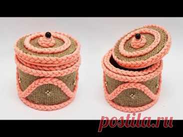DIY Jewellery Box Made from Jute and Cardboard | Duct Tape Rolls into Round Storage Box |DIY|