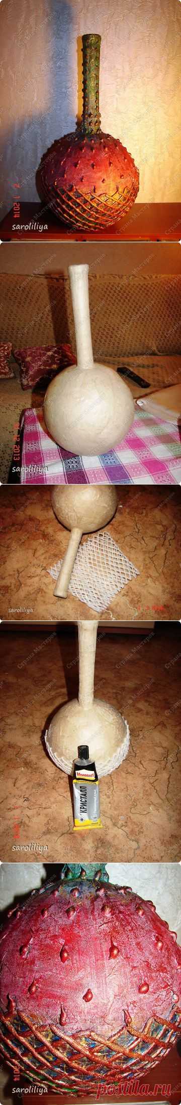 Декор вазы из папье маше. МК saroliliya.