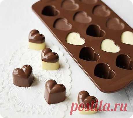 Быстрый домашний шоколад. Шоколадные сердечки