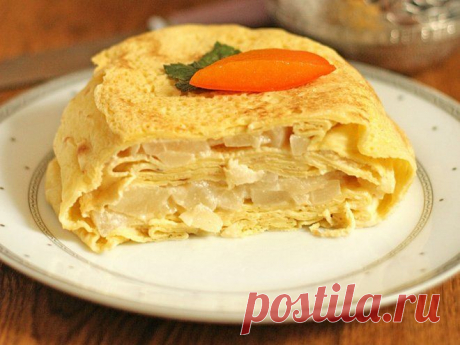 Блинный пирог с грушами