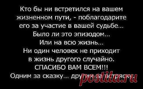 Я благодарна каждому человеку, с которым столкнула меня жизнь. Одним — за помощь и поддержку, другим — за пример, третьим — за урок. А нескольким — просто за то, что они есть...