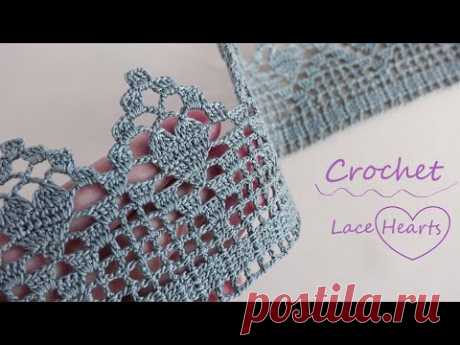 КРУЖЕВО КРЮЧКОМ "Сердечки" вязание КАЙМЫ 💕 Beautiful to crochet LACE HEART for beginners PATTERN  💕