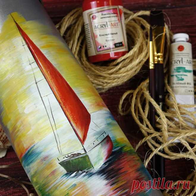 Рисуем акрилом по металлу. Парусник на закате. Как нарисовать лодку? | Творческая студия TAIR | Яндекс Дзен