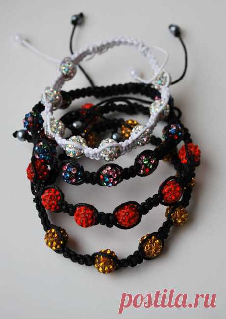 Bracelet female, Shamballa bracelet, handmade bracelet, bright bracelet, gift for her, boho style, bracelets waxed cotton Shamballa bracelet made using eight 10 mm beads. Beads braided with waxed cord. Bracelet is adjustable on the arm.  For durability is recommended not to get wet it.  Prepared to ship.  Thank you for your time and welcome back!  Additional Information -Colors may vary depending on monitor settings. -This is created in a smoke free home. -Please contact m...