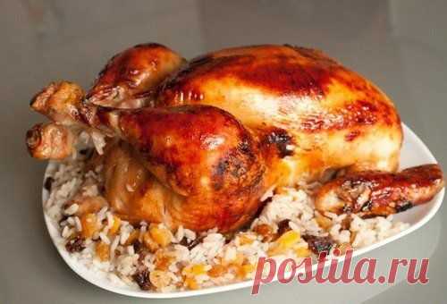 Курица фаршированная рисом с ананасами – рецепт в духовке