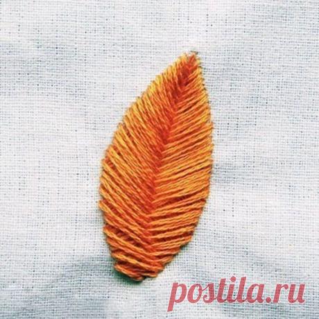 Вышиваем листик гладью