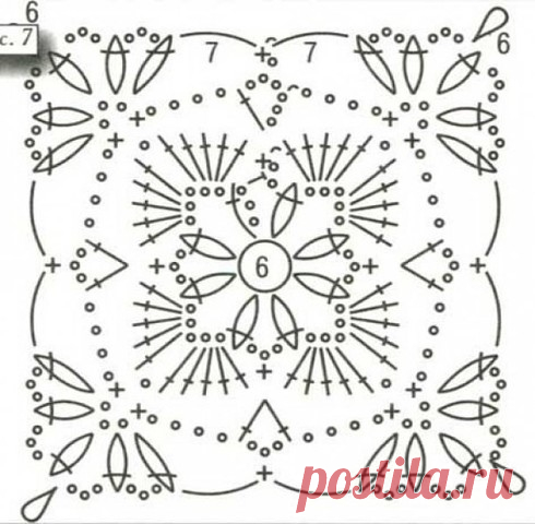 Ажурные квадратные мотивы крючком