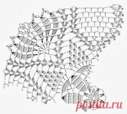 Ажурный квадрат крючком. Схема