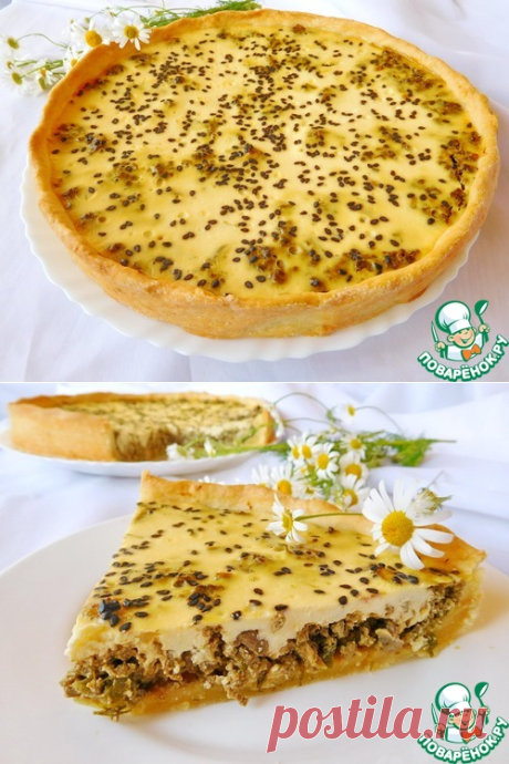 Пирог с печенью и грибами