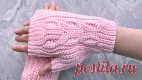 🧶👌 Как связать митенки крючком? Ветвистый узор – правая митенка | Nadezhda Lab | Дзен
