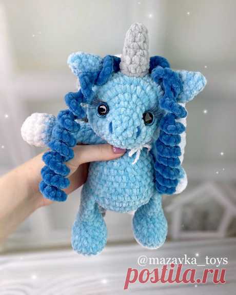PDF Плюшевый Единорог крючком. FREE crochet pattern; Аmigurumi animal patterns. Амигуруми схемы и описания на русском. Вязаные игрушки и поделки своими руками #amimore - большой плюшевый единорог, единорожка из плюшевой пряжи.