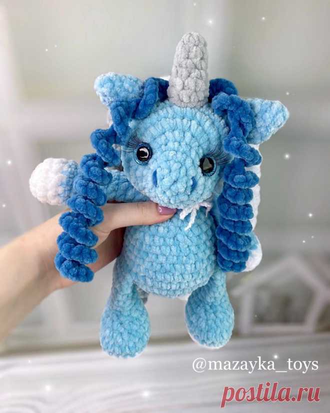 PDF Плюшевый Единорог крючком. FREE crochet pattern; Аmigurumi animal patterns. Амигуруми схемы и описания на русском. Вязаные игрушки и поделки своими руками #amimore - большой плюшевый единорог, единорожка из плюшевой пряжи.