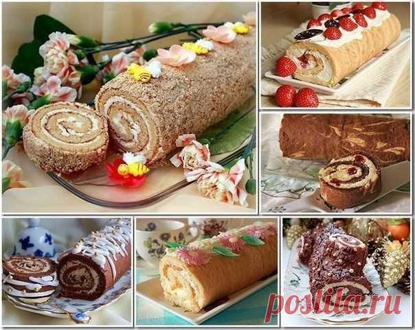 Десять рецептов вкуснейших домашних бисквитных рулетов 

Медовый рулет «Пчёлка» 

Потрясающий на вкус - не приторный и с легким медовым ароматом.

Ингредиенты:
Для бисквита потребуется: 
мед — 3 ст. ложки; 
разрыхлитель — 1 ч. ложка; 
яйцо – 4 шт;
сахар – 3 ст. ложки;
ванильный сахар – 1 пакетик; 
мука – 4 ст. ложки; 
крахмал кукурузный — 1 ст. ложка; 
растительное масло (без запаха) – 4 ст. ложки; 
щепотка соли

Крем: 
сметана (40%) – 200 г; з
агуститель для сливок – 1 па...