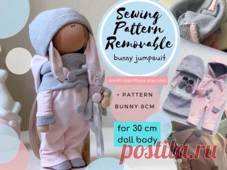 Sewing Tutorial of Removable Bunny Jumpsuit for 30 cm doll | Etsy Sewing Tutorial of Removable Bunny Jumpsuit for 30 cm doll, PDF Doll Cloth Sewing Instant Download by Yulia K  Pattern uncludes Removable Bunny Jumpsuit sewing tutorial. Besides as bonuses, our tutorial includes 8 cm bunny toy pattern, ears and horns for bear doll, deer doll and mini unicorn doll